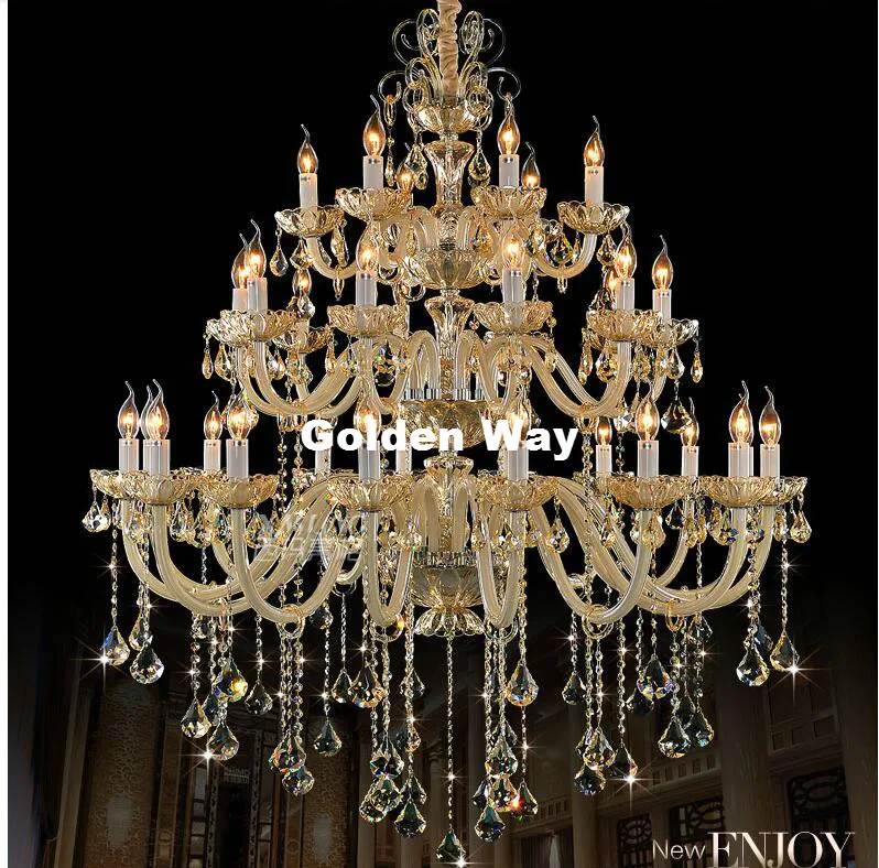 

Modern Luxury European Hotel Chandelier E14 LED Lamparas Retro Cognac Chandelier Cristal Lustre Penthouse Cystal Chandelier