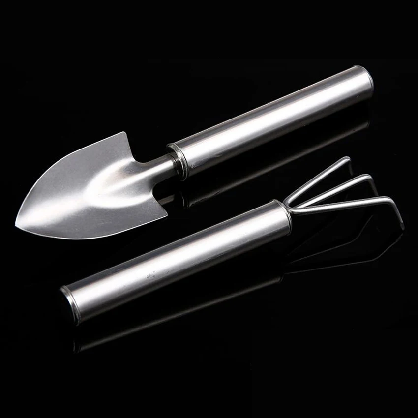 2pcs mini Garden tool pointed end shovel spade stainless steel outdoor gardening tool  bonsai tools for Transplanting plants