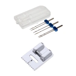 3 Pieces Double Twin Needles + Pintuck Presser Foot Sewing Machine Accessories for Brother Singer Janome