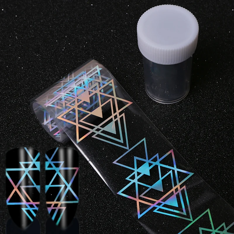 4*100cm/pc Nail Foil Negative Space Geometry Laser Elegant Starry Paper Manicure Nail Art Transfer Sticker