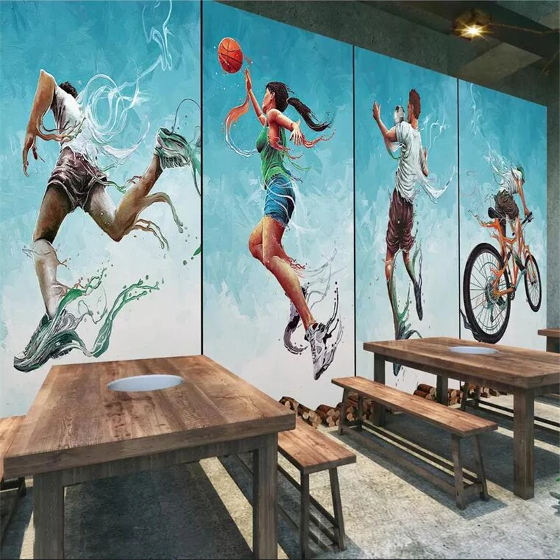 wellyu Vigorous youth basketball volleyball football extreme sports background wall custom large mural green wallpaper mural