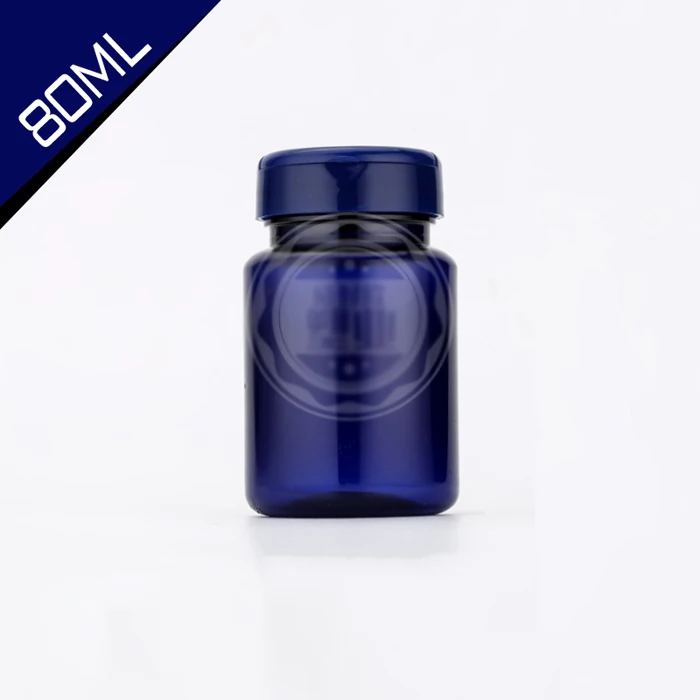 

100pcs 80ml Translucent Blue Color PET Flip Bottles, Empty Medicine Bottles,Capsules Bottles, Plastic Bottles--Blue Flip Caps