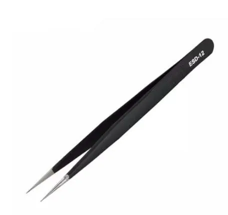 1PC Precision Stainless Steel Tweezer Antistatic Tweezers Mode ESD-12