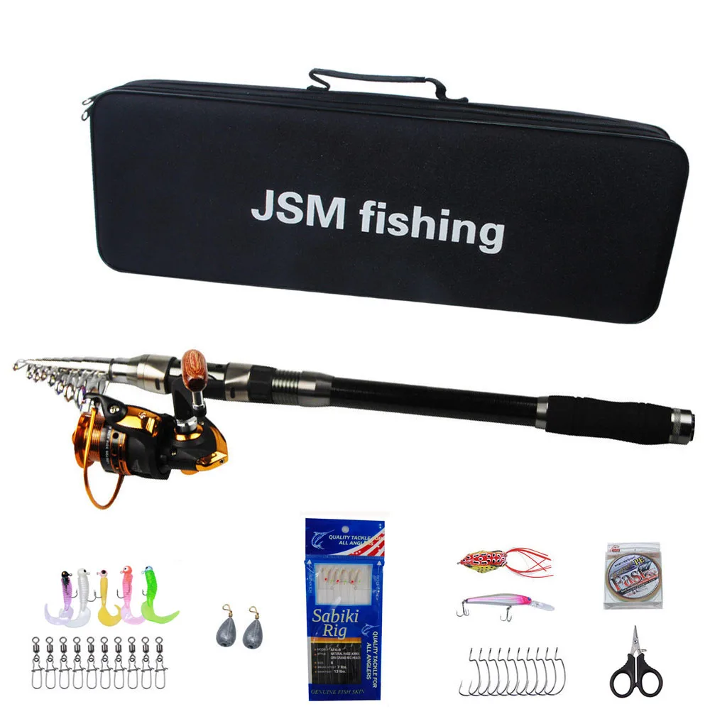 Telescopic Fishing Rod Combo with reel fishing bag Kit Carbon Fiber sea Rod with fishing tackle tools