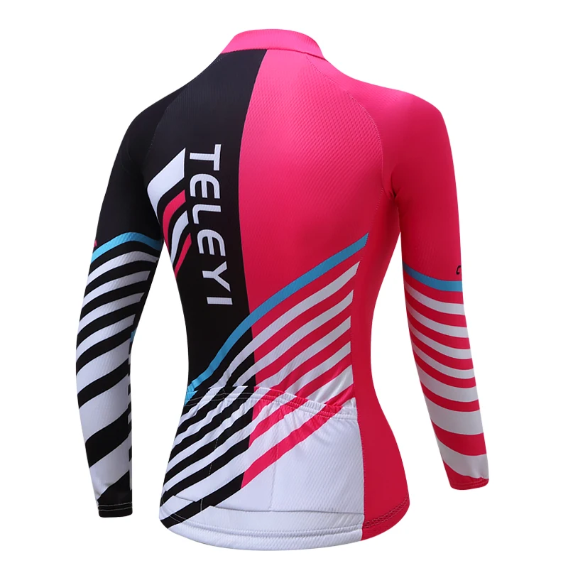 TELEYI Pro Team Women's Outdoor Sportswear Clothing Ropa Ciclismo Bike Bicycle Long Sleeve Cycling Jersey Girls Shirts S-3XL