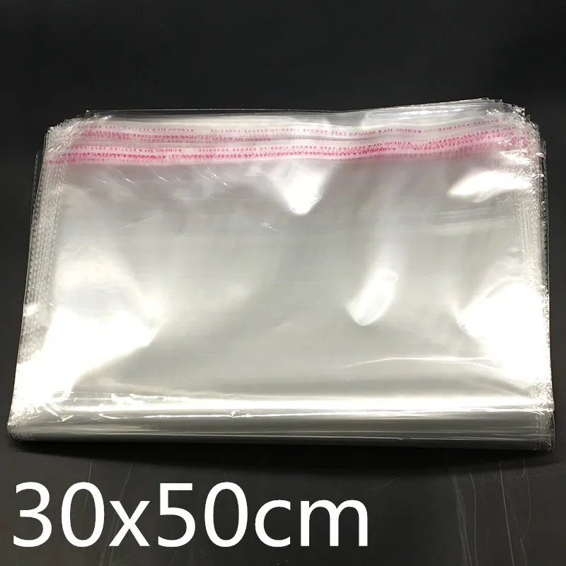 100 Pcs Clear Self Adhesive Seal Plastic Bags Transparent Opp Packing Bags 30*50cm