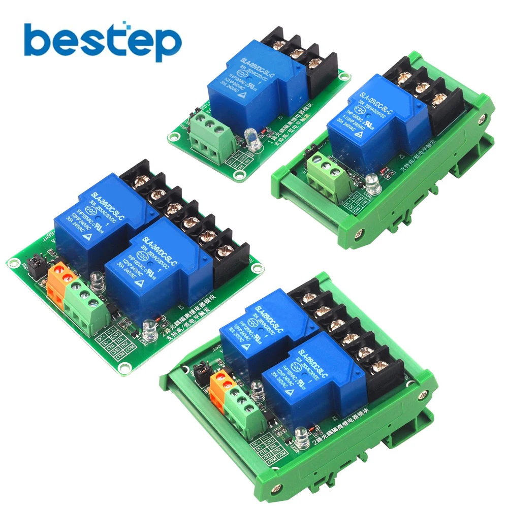 5V 12V 24V 30A 1 2 Channel High and Low Level Trigger Optocoupler Isolation Relay Module Intelligent Home PLC Automation Control