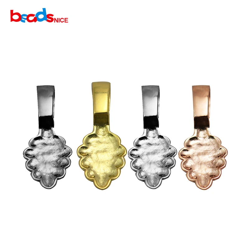 Beadsnice pure silver 925 leaf glue-on flat pad bail best friends pendant necklace bails jewelry DIY accessory for design ID3398