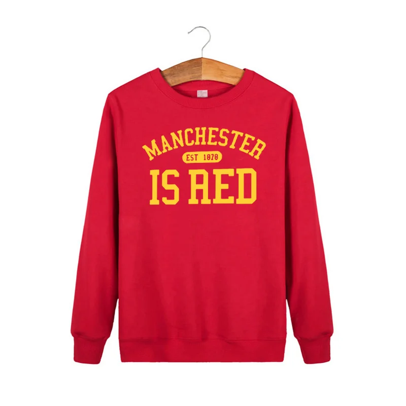 United Kingdom Red Letter Printed Cotton Long Sleeve  Sweatshirt O Neck Men Manchester Tops  Plus Size