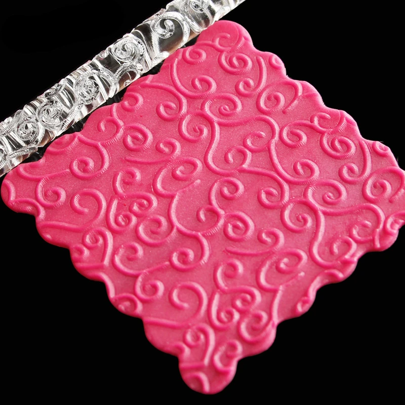 Aomily Acrylic Rolling Pin Flower Vine Design Fondant Cake Decorating Impression Rolling Pin Pastry Roller Embossing Baking Tool