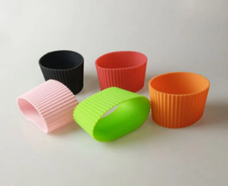 100pcs/lot Silicone sleeves For mug Party cup sleeves band Recyclable Heat insulation cup Bottle cover