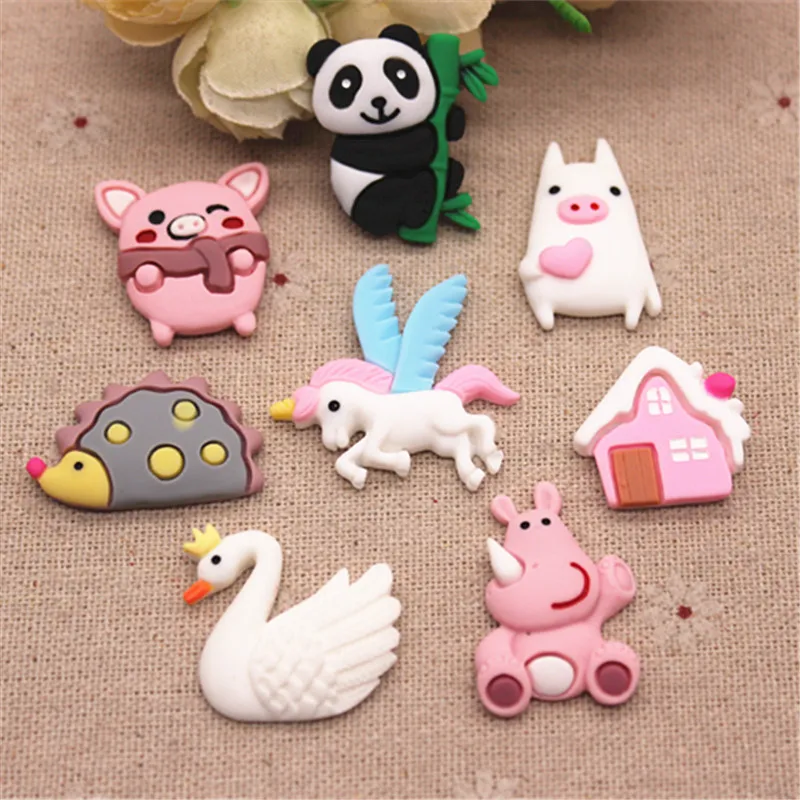 10pcs Resin New Mix Design Cute Animals Flatback Cabochon Charm DIY Phone/Craft Decoration Accessories