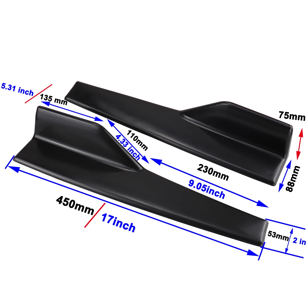 2Pcs/Set Car Wide Body Side Skirts Splitters Kit Modified Sideskirts Rocker Anti-Scratch Winglet Wings Bumper 45cm Universal