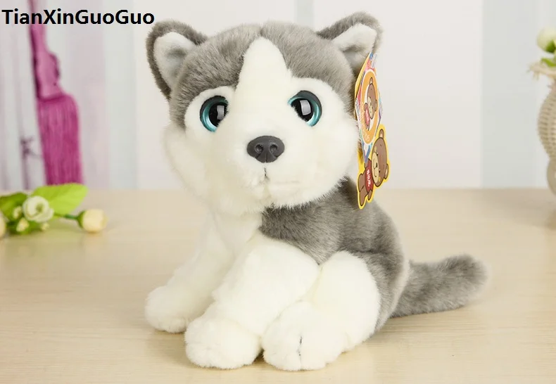 

high quality goods about 18cm cute gray husky dog plush toy soft doll baby toy birthday gift s0331