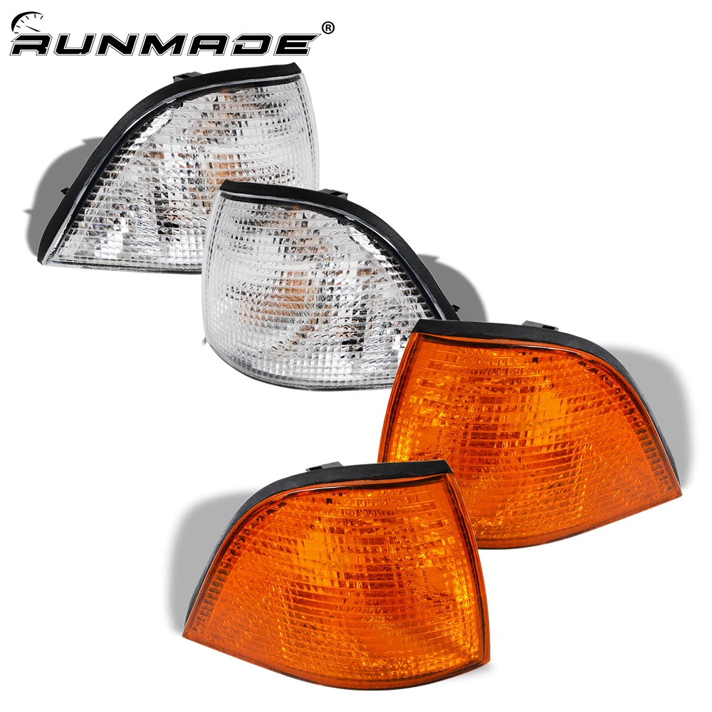 runmade For 1992-1998 BMW E36 3-Series 2DR Coupe Corner Light Day Lamps Clear Yellow Left Right