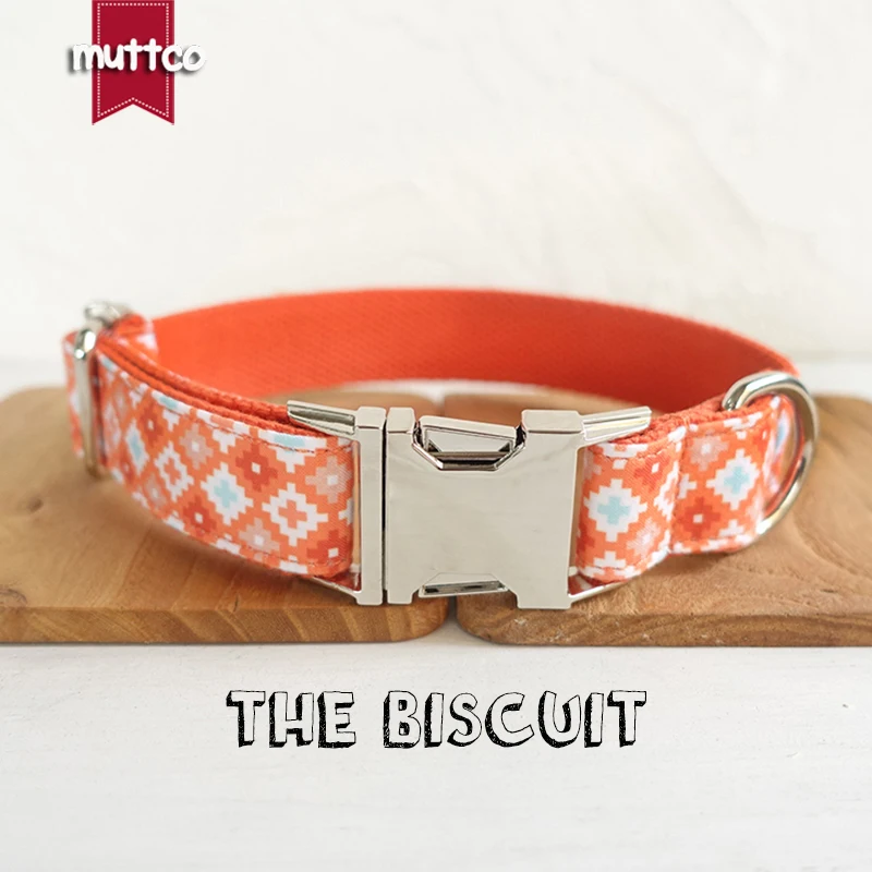 MUTTCO retailing handmade particular sweet collar THE BISCUIT fashionable glossy dog collars and leashes 5 sizes UDC065