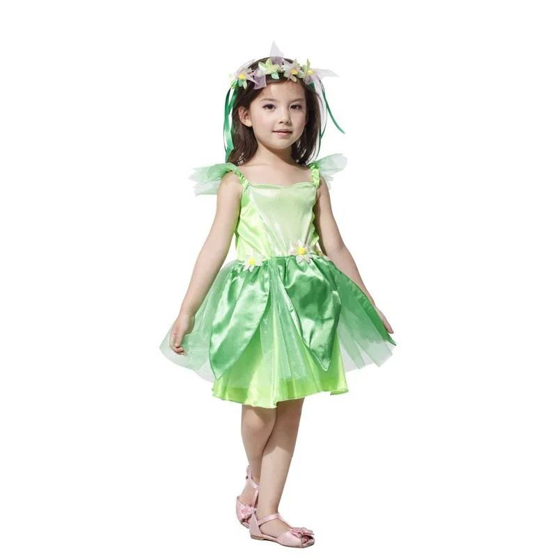 Halloween Elf Kids Girls kwiatową wróżkę Tinkerbell Cosplay kostiumy sukienka Avenue Neverland Garden Fairy Costume