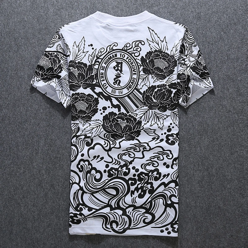 Supzoom New Arrival Top Fashion Homme Print O-neck Cotton Hip Hop Popular Logo Summer Lotus Tattoo Short Casual Tshirts Men