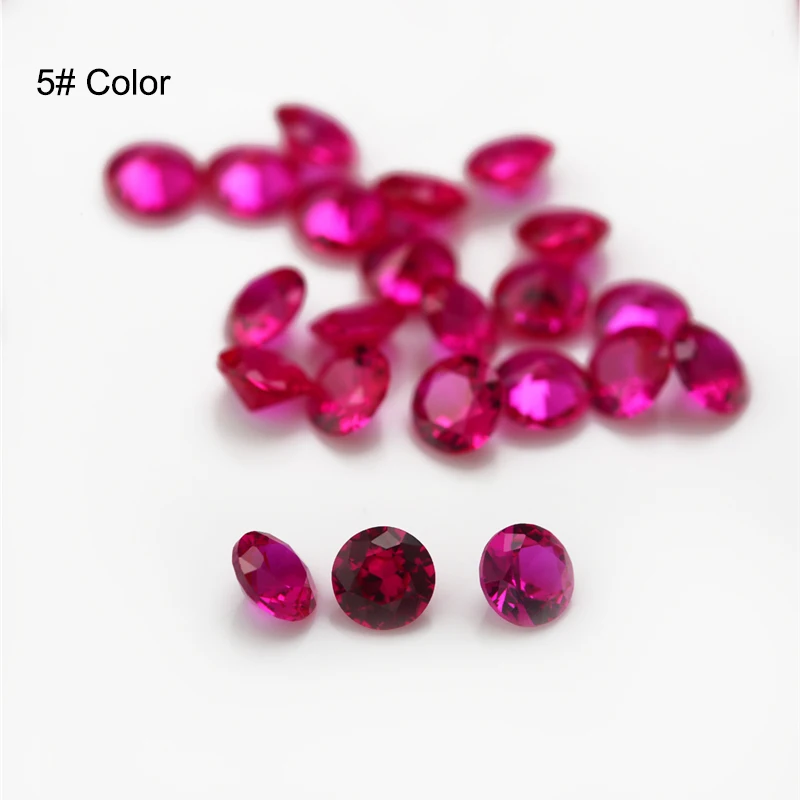 Size 1mm 2mm 3mm (1.0~3.0mm)  Round Brilliant Cut Synthetic Corundum Red Stone Gems For Jewelry 5# 8# 1.25# 3#