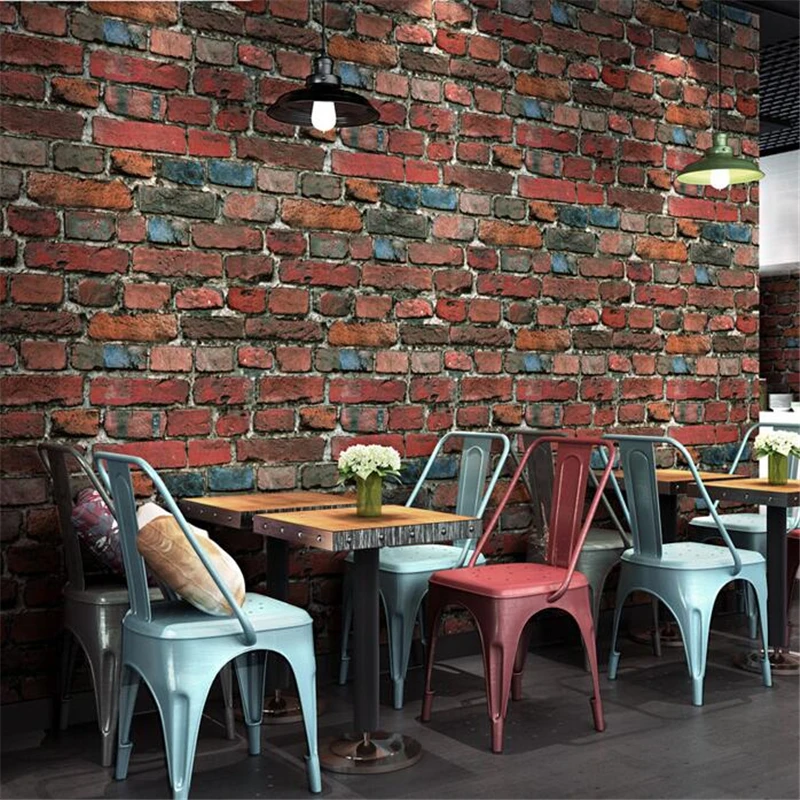 

beibehang Retro nostalgic stereo imitation brick wallpaper cafe bar restaurant culture stone red brick wallpaper papel de parede