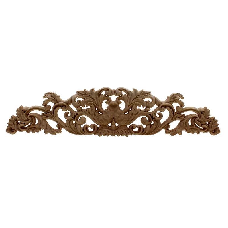 VZLX Classic Wood Applique Wooden Carved Onlay Woodcarving Decal For Home Decoration Accessories Furniture Door Decor Sculptures