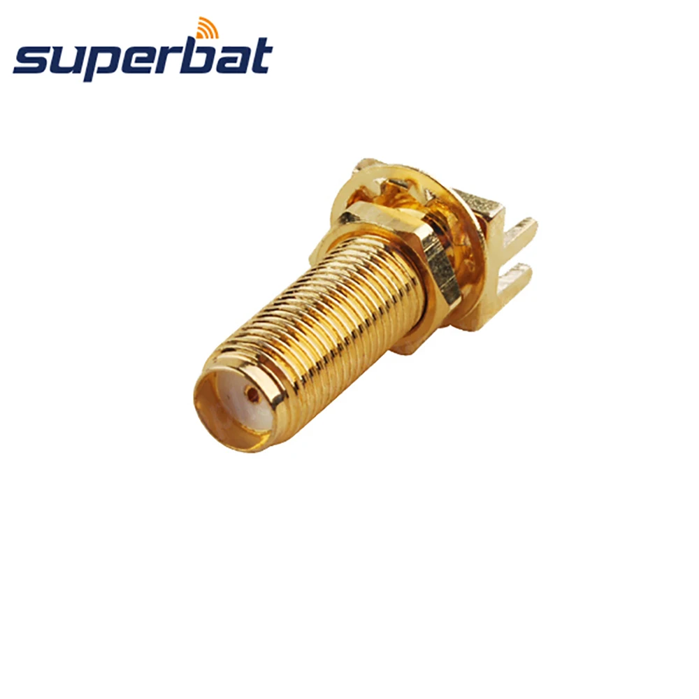 Superbat SMA End Launch Female PCB Mount Wide Flange .062" (1.57mm) Long Version RF Coaxial Connector