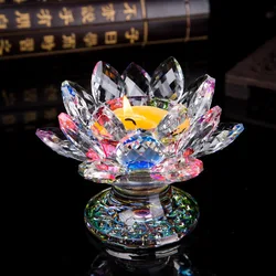 7 colors Crystal Lotus Candlestick Tealight Holders Lotus Flower Figurines Ornament Party Dinner Decor