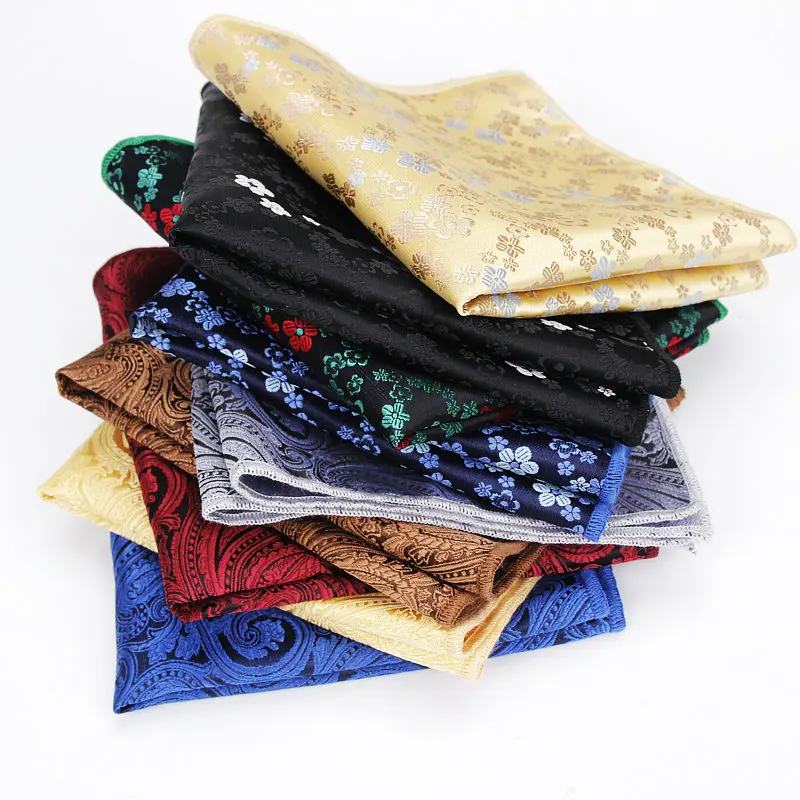 Brand Paisley Silk Handkerchiefs Mens Flower Pattern Hanky Mens Casual Square Pockets Handkerchief Wedding Fashion Hankies Towel