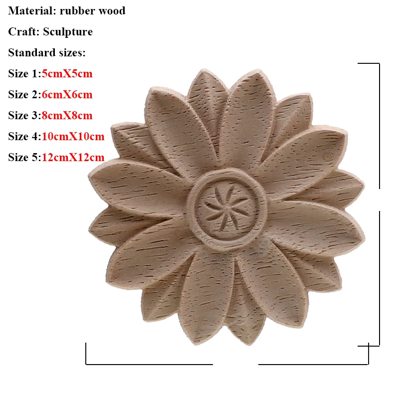 VZLX Vintage Floral Woodcarving Corner Appliques Frame Wall Furniture Woodcarving Decorative Wood Figurines Crafts Home Decor