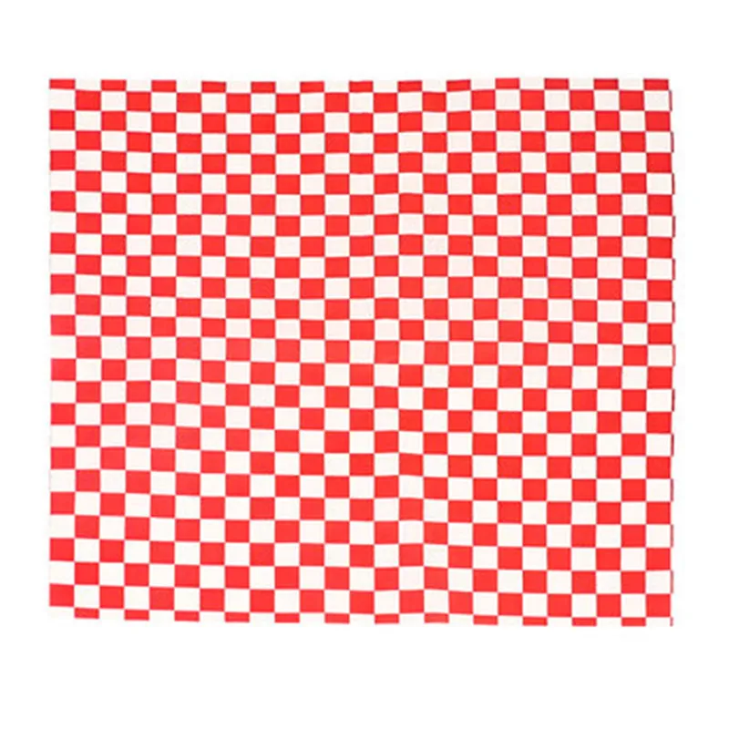 200 PCSDisposable Sandwich Packaging Paper Hamburger Red & white Checkered Wax Paper Check Fast Food Basket Liners