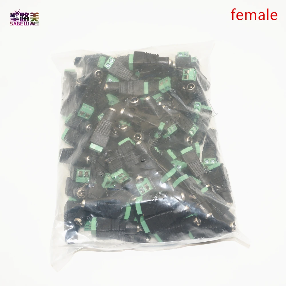 50pcs/pack 5.5mm x 2.1mm DC Power Female Jack Connector Plugs For LED power led lamp Light Strip