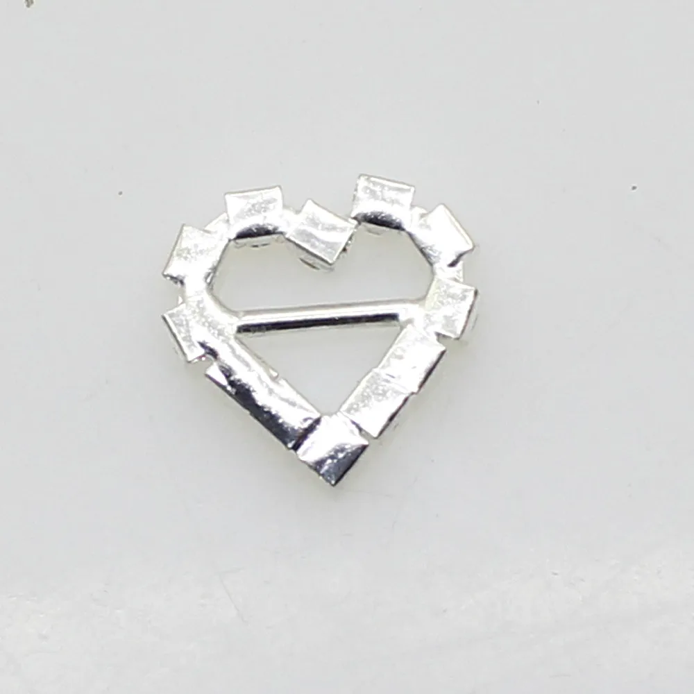 ZMASEY 18mm Heart Buckles 10Pcs/Lot Sweet Heart-shaped Rhinestone Buckle Slider for Wedding Invitation Letter