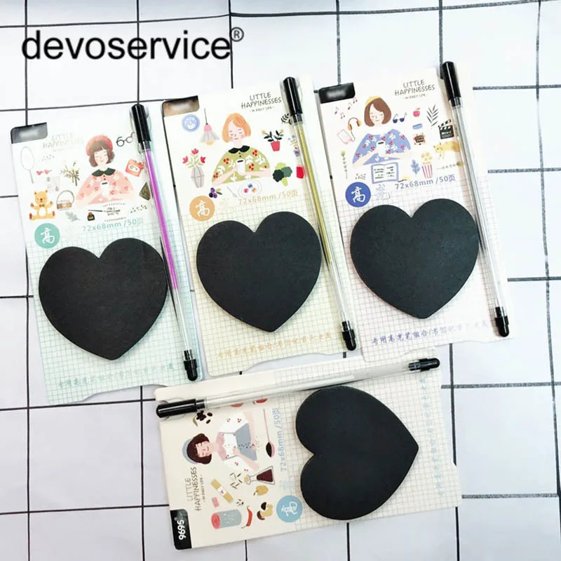 

1pc Cartoon Black Paper Sticky Note Message N Times Sticky Highlighter Set Paste Note Creative Student Stationery Memo Notepad