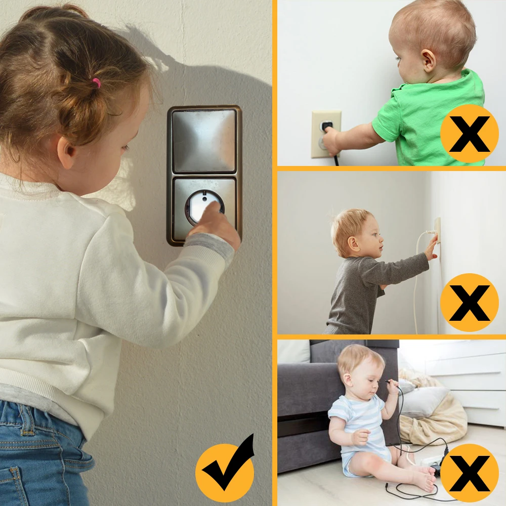 Toma de corriente de la UE para bebés y niños, Protector de seguridad para niños, protección contra descargas eléctricas, cubierta giratoria, 10 Uds.