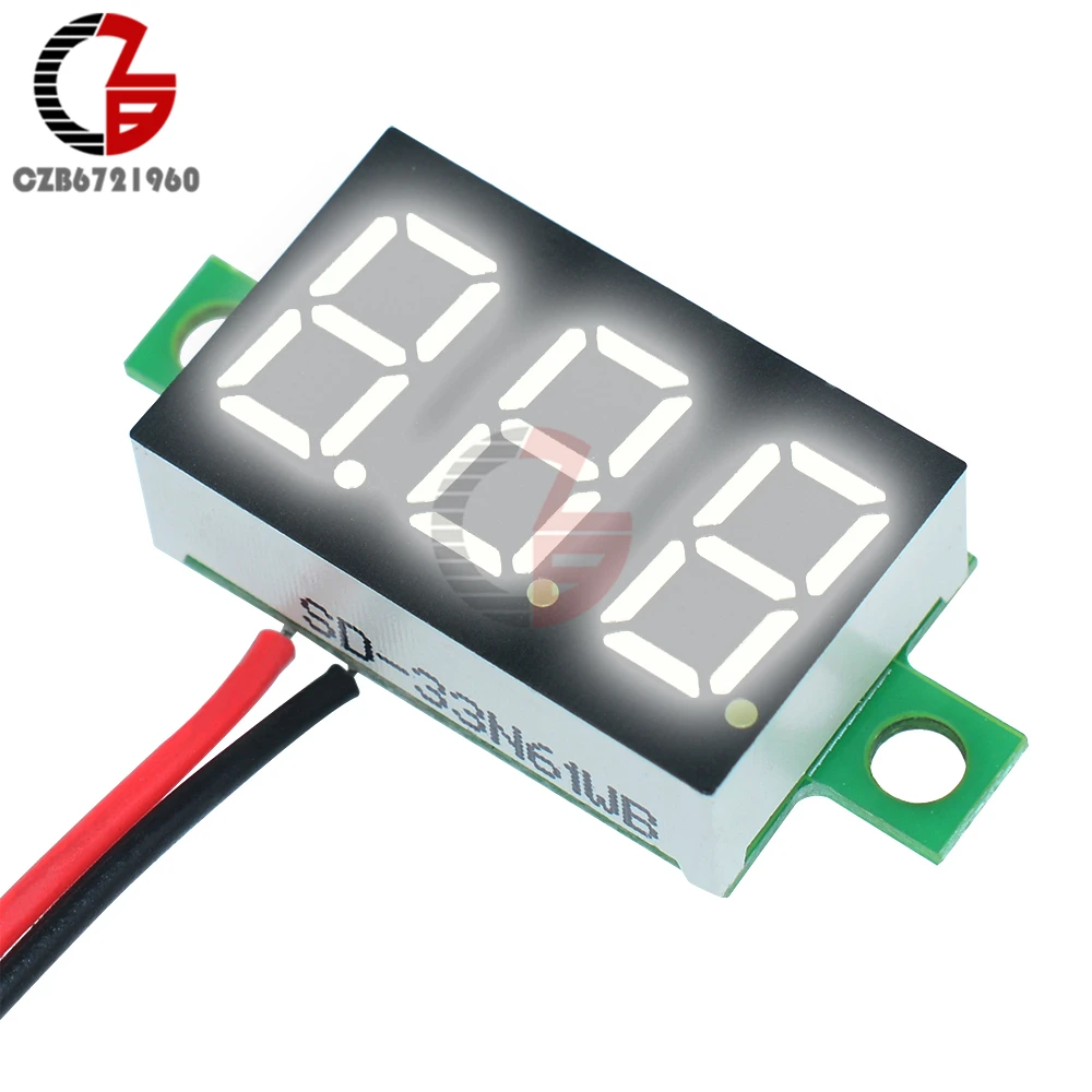 12V Car Voltmeter 0.36 inch LED Digital Voltmeter Voltage Meter Adjustable Volt Detector Tester Monitor DC 4.7-32V 2 Lead Wire