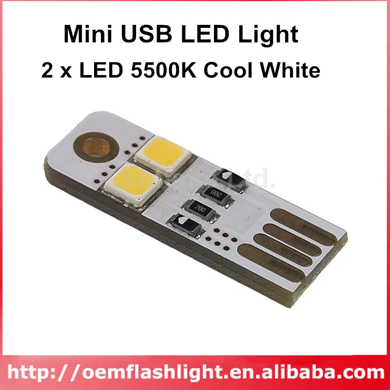 

Double Sided USB 2 x LED 5500K Cool White USB LED Light - Gold (5 pcs)