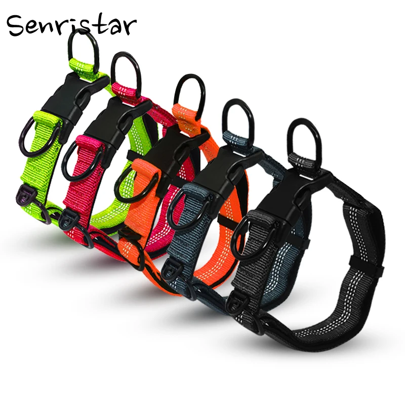 Nylon Dog Collar For Medium Large Dogs 3M Reflective Padded buldog Dog Collars Durable Safe Big Dog Collar Pets Accessories