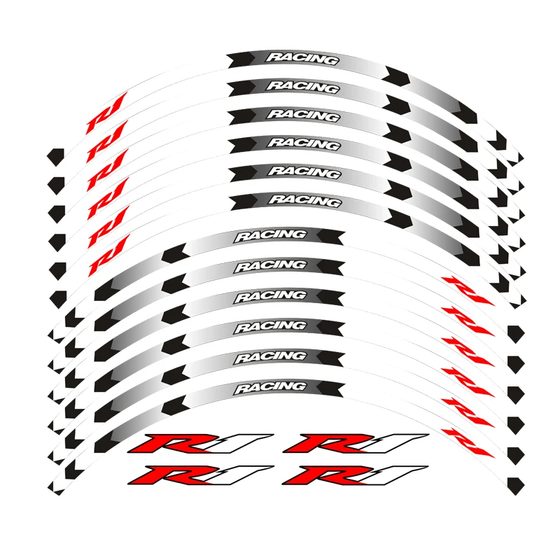 Sıcak satış 7 renk YAMAHA YZF R1 motosiklet tekerlek çıkartmaları yansıtıcı çıkartmalar jant çizgili YZF R1 motosiklet 17 inç