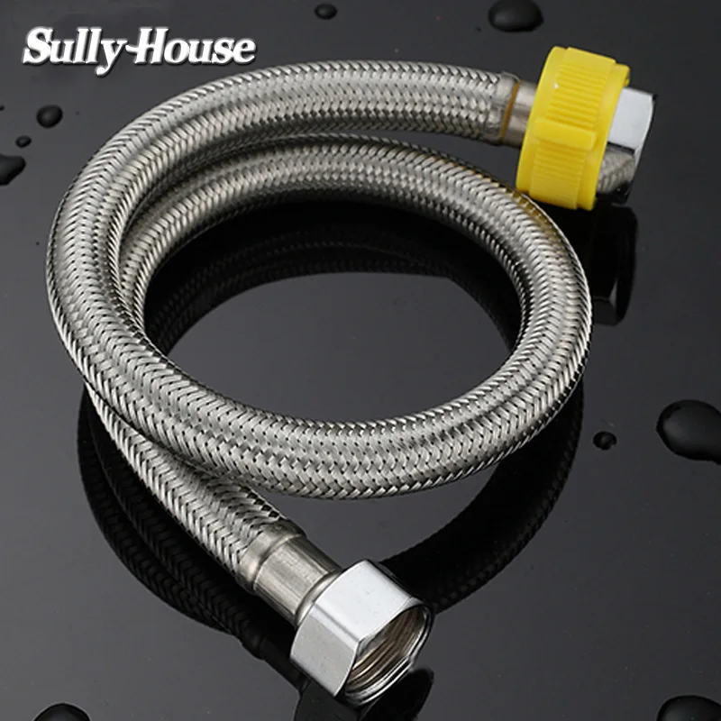 Sully House 304 Stainless Steel Basin&Toilet water weaved plumbing hose,bathroom EPDM heater flexible connect pipes with wrench