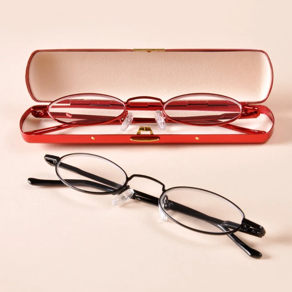 Meeshow Mini Reader With Case Stainless Steel Reading Glasses Power +1.0 to +3.5 High Quality Reading Glasses 1004