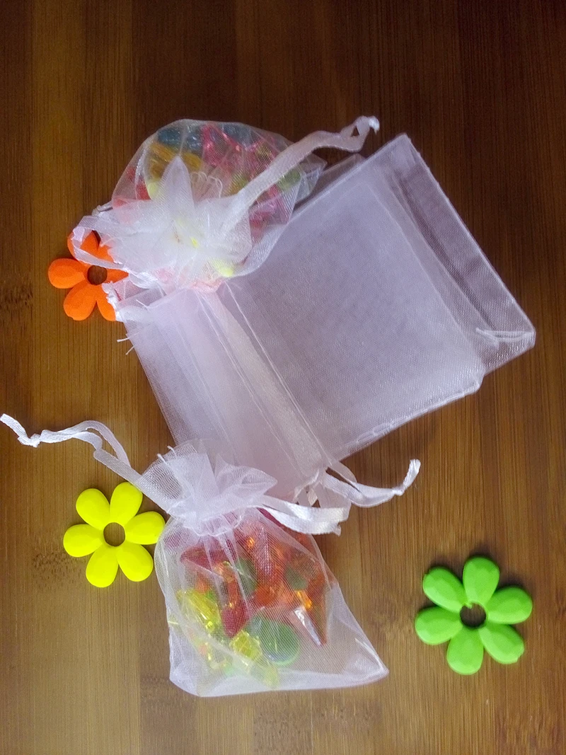 11*16cm 2000pcs Organza Bag white Drawstring bag jewelry packaging bags for tea/gift/food/candy small transparent pouch Yarn bag