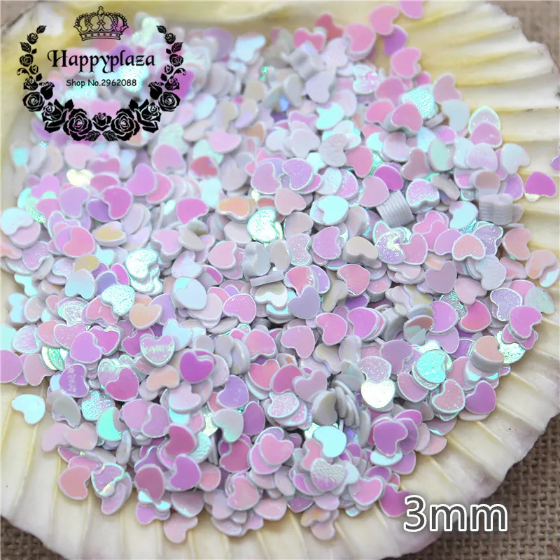 10000pcs/pack 3mm Multicolor Shiny AB Mini Heart Loose Sequins Paillettes Crafts Sewing/Nail Art DIY Accessories