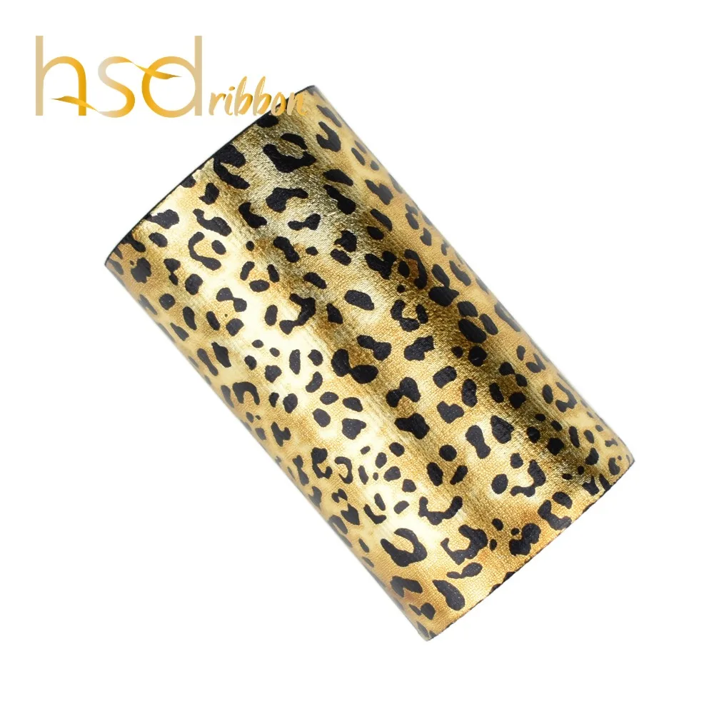 

Hsdribbon 75mm 3inch Soild Leopard print Foil on grosgrain ribbon 50Yards/Roll