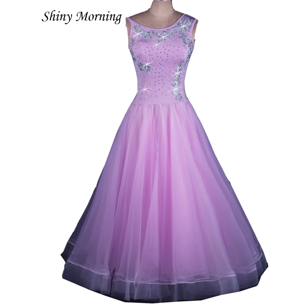 

light purple rhinestone Ballroom Dress Viennese standard ballroom dress ladies ballroom dress ballroom dresses tango costumes