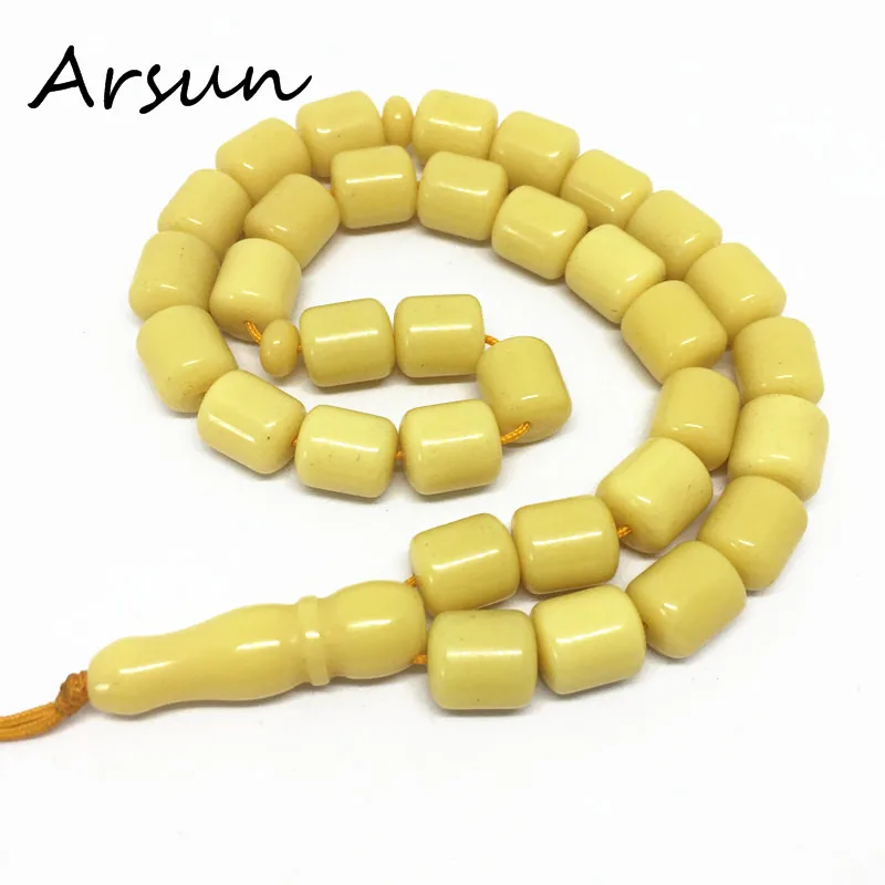 100% Original Resin 33Beads Yellow Color Muslim Prayer Beads Islamic Tasbih Allah Prayer Rosary Tesbih Islam Misbaha