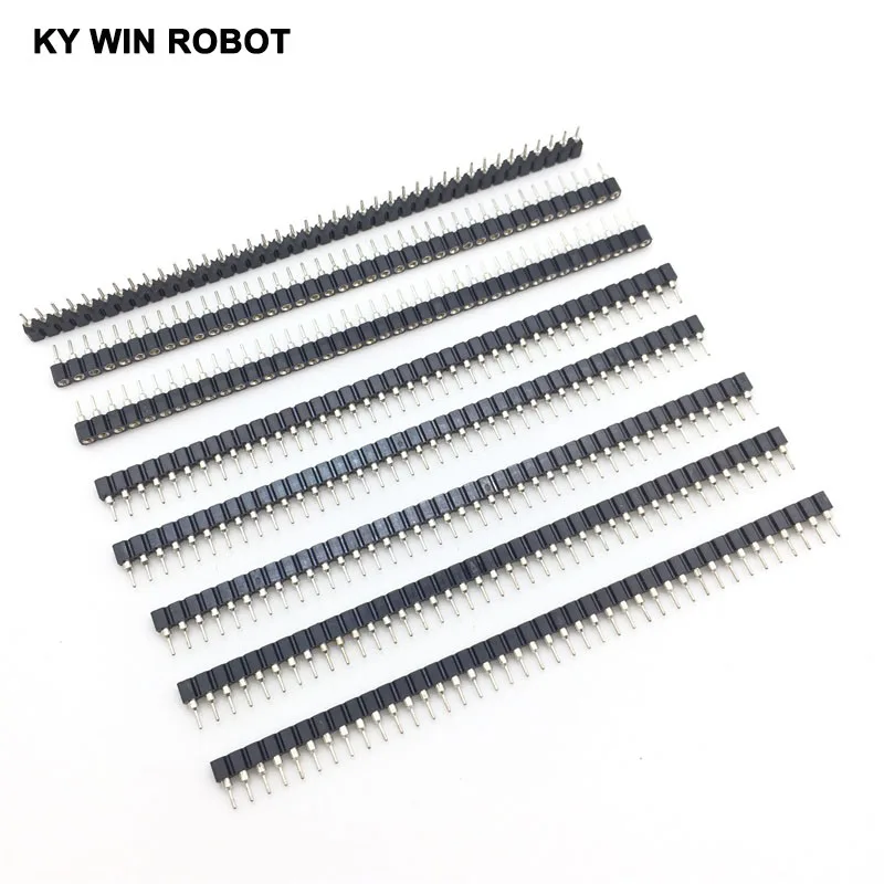 Conector de cabezal de Pin hembra redondo, fila única de 40 Pines, 1x40 Pines, 2,54mm, 10 unidades por lote