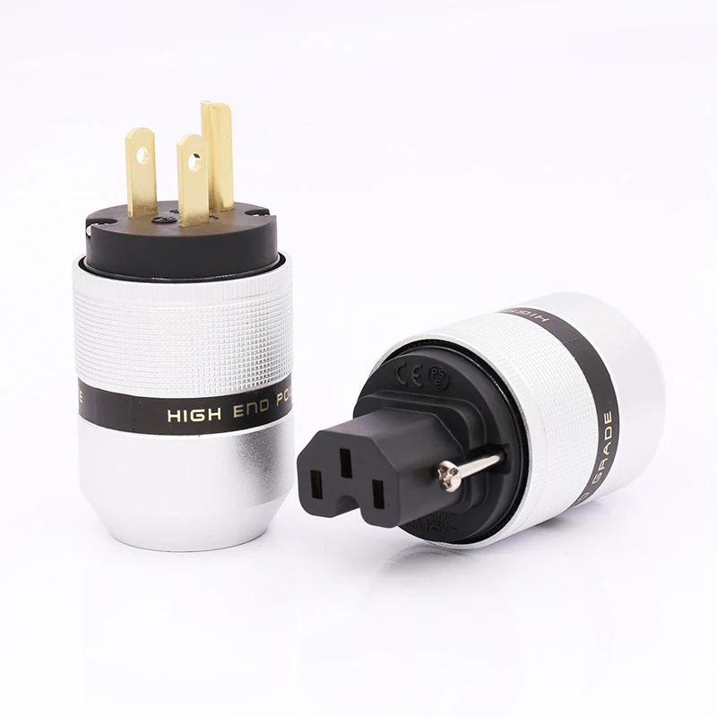 

one pair pure copper 24k gold plated US AC Power Plug Copper US plug & IEC audio Power Cord Cable