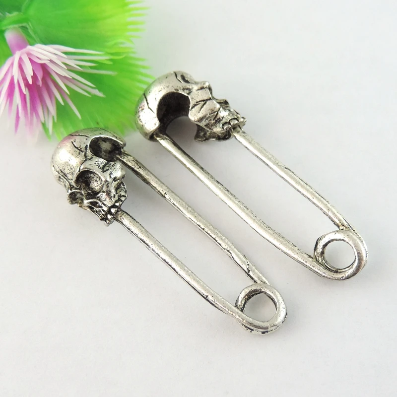 

8pcs/lot Silver Color Skull Pendant Hook Charms Jewelry Accessories Handmade Crafts Unisex Style New Punk Jewelry Accessories