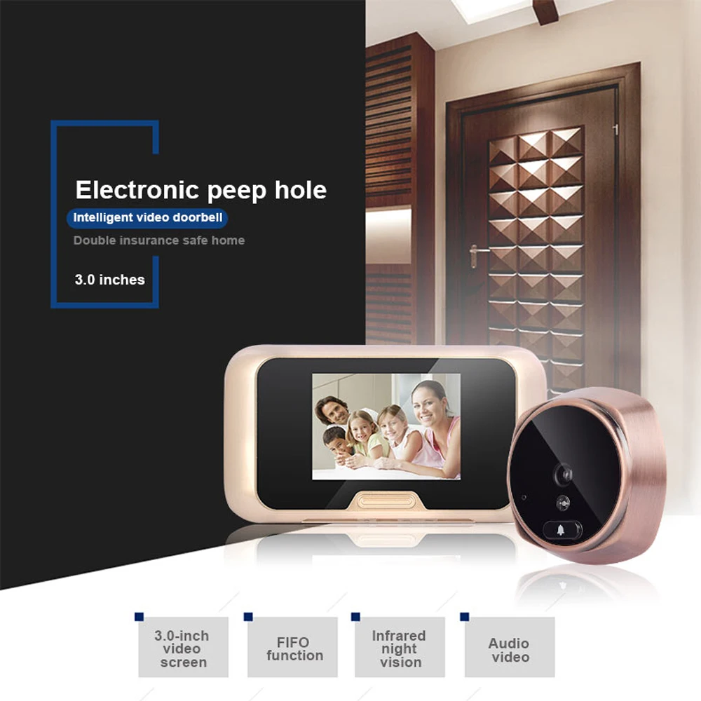 

Дверной глазок 3,1 дюйма, 1.3MP HD ночная версия, камера для дома, для посетителей, система внутренней связи, видеодомофон, широкий угол обзора