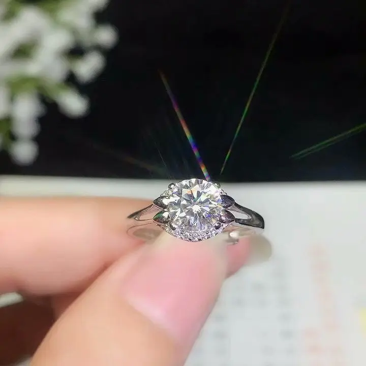 crackling moissanite gemstone ring for girl silver jewelry gift birthday party banquet engagement gift fine jewelry shiny purity